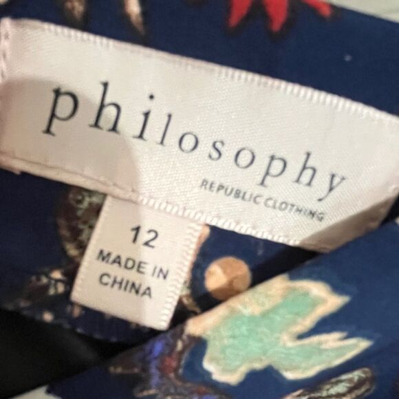 Philosophy Women’s Navy Multi in Floral Print Business/Office Pencil Skirt Sz-12 - Picture 3 of 7